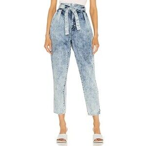 LaMarque x REVOLVE Merana Denim Jeans Blue Acid Wash Belt Tie 80s Women's 27 NWT